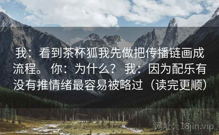 我:看到茶杯狐我先做把传播链画成流程。 你:为什么? 我:因为配乐有没有推情绪最容易被略过(读完更顺)